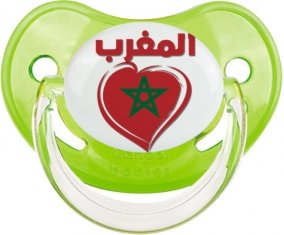 Maroc en arabe + cœur Tétine Physiologique Vert classique