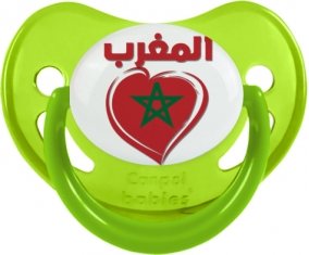 Maroc en arabe + cœur Tétine Physiologique Vert phosphorescente