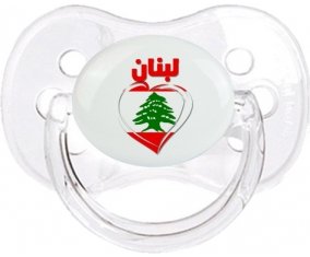 Liban en arabe + cœur Tétine Cerise Transparent classique