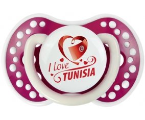 I love Tunisia design 1 Sucette LOVI Dynamic Fuchsia phosphorescente