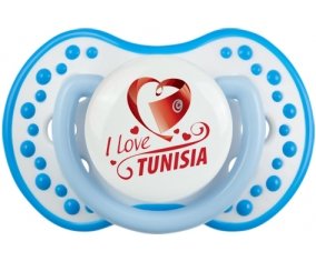 I love Tunisia design 1 Sucette LOVI Dynamic Blanc-bleu phosphorescente