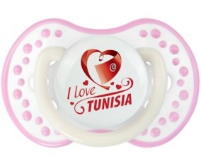 I love Tunisia design 1 Sucette LOVI Dynamic Blanc-rose phosphorescente