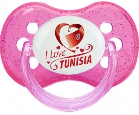 I love Tunisia design 1 Sucette Cerise Rose à paillette