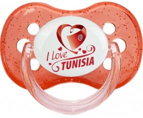 I love Tunisia design 1 Sucette Cerise Rouge à paillette