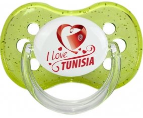 I love Tunisia design 1 Sucette Cerise Vert à paillette