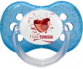 I love Tunisia design 2 Tétine Cerise Bleu à paillette