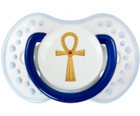 Croix copte égyptienne en or ou ankh avec rustone ( Croix de la vie ) Sucette LOVI Dynamic Marine-blanc-bleu classique