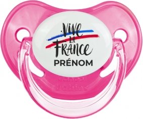 Vive la France avec prénom Tétine Physiologique Rose classique