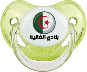 Drapeau Algérie Blédi al ghalia en arabe Sucette Physiologique Vert à paillette