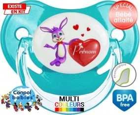 Tétine personnalisable bébé au prénom de l'enfant - bébé lapin coeur