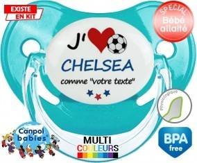 Tetine J'aime chelsea + prénom embout Physiologique personnalisée