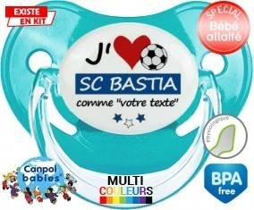 J'aime sc bastia + prénom : Sucette Physiologique personnalisée