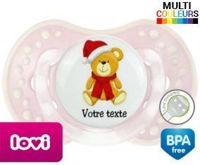 Ourson noël + prénom: Sucette LOVI Dynamic-su7.fr