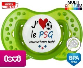 J'aime le psg + prénom : Sucette LOVI Dynamic personnalisée