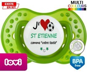 J'aime saint etienne + prénom : Sucette LOVI Dynamic personnalisée