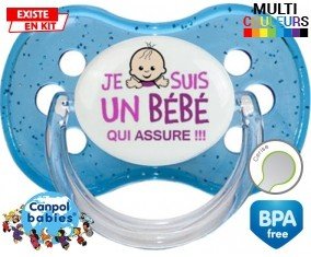 Je suis un bébé qui assure style1 : Sucette Cerise personnalisée