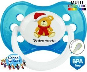 Ourson noël + prénom: Sucette Anatomique-su7.fr