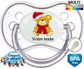 Ourson noël + prénom: Sucette Anatomique-su7.fr