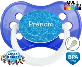 Motif piscine + prénom : Sucette Anatomique personnalisée